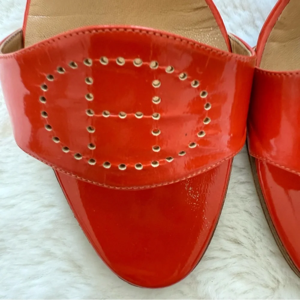 HERMES women patent leather platform sandals size 38 EU Authentic Retail 1100$